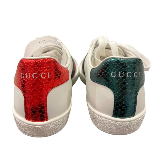 Gucci Bee Embroidered Ace Sneakers EU 38 US 8
White Leather Web Stripe Low Top - Picture 8 of 10